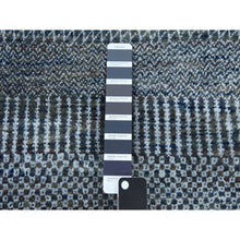 Load image into Gallery viewer, 2&#39;7&quot;x14&#39; Charcoal Gray, Densely Woven Wool and Silk Hand Knotted, Modern Grass Design Gabbeh, Runner Oriental Rug FWR474816