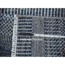 Load image into Gallery viewer, 2&#39;7&quot;x14&#39; Charcoal Gray, Densely Woven Wool and Silk Hand Knotted, Modern Grass Design Gabbeh, Runner Oriental Rug FWR474816
