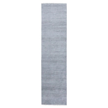 Load image into Gallery viewer, 2&#39;6&quot;x10&#39;1&quot; Light Gray, Modern Grass Design Gabbeh, Densely Woven Wool and Silk Hand Knotted, Runner Oriental Rug FWR474822