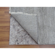 Load image into Gallery viewer, 2&#39;6&quot;x10&#39;1&quot; Light Gray, Modern Grass Design Gabbeh, Densely Woven Wool and Silk Hand Knotted, Runner Oriental Rug FWR474822