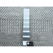 Load image into Gallery viewer, 2&#39;6&quot;x10&#39;1&quot; Light Gray, Modern Grass Design Gabbeh, Densely Woven Wool And Silk Hand Knotted, Runner Oriental Rug FWR474822