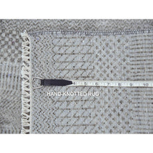Load image into Gallery viewer, 2&#39;6&quot;x10&#39;1&quot; Light Gray, Modern Grass Design Gabbeh, Densely Woven Wool And Silk Hand Knotted, Runner Oriental Rug FWR474822