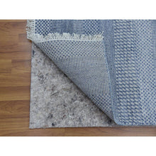 Load image into Gallery viewer, 2&#39;6&quot;x10&#39; Silver Blue, Hand Knotted Modern Grass Design Gabbeh, Densely Woven Wool And Silk, Runner Oriental Rug FWR474828