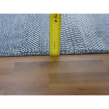 Load image into Gallery viewer, 2&#39;6&quot;x10&#39; Silver Blue, Hand Knotted Modern Grass Design Gabbeh, Densely Woven Wool And Silk, Runner Oriental Rug FWR474828