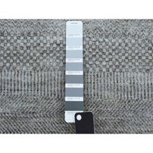 Load image into Gallery viewer, 2&#39;7&quot;x10&#39; Gray, Wool and Silk Hand Knotted, Modern Grass Design Gabbeh Densely Woven, Runner Oriental Rug FWR474834
