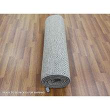 Load image into Gallery viewer, 2&#39;7&quot;x10&#39; Gray, Wool and Silk Hand Knotted, Modern Grass Design Gabbeh Densely Woven, Runner Oriental Rug FWR474834
