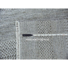 Load image into Gallery viewer, 2&#39;7&quot;x10&#39; Gray, Wool and Silk Hand Knotted, Modern Grass Design Gabbeh Densely Woven, Runner Oriental Rug FWR474834