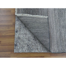Load image into Gallery viewer, 2&#39;8&quot;x10&#39;2&quot; Gray, Densely Woven Wool And Silk Hand Knotted, Modern Grass Design Gabbeh, Runner Oriental Rug FWR474840