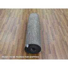 Load image into Gallery viewer, 2&#39;8&quot;x10&#39;2&quot; Gray, Densely Woven Wool And Silk Hand Knotted, Modern Grass Design Gabbeh, Runner Oriental Rug FWR474840