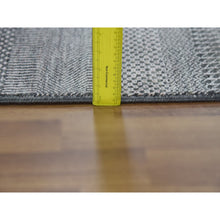 Load image into Gallery viewer, 2&#39;8&quot;x10&#39;2&quot; Gray, Densely Woven Wool And Silk Hand Knotted, Modern Grass Design Gabbeh, Runner Oriental Rug FWR474840