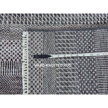 Load image into Gallery viewer, 2&#39;8&quot;x10&#39;2&quot; Gray, Densely Woven Wool And Silk Hand Knotted, Modern Grass Design Gabbeh, Runner Oriental Rug FWR474840