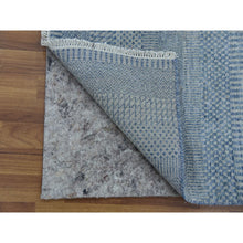 Load image into Gallery viewer, 2&#39;6&quot;x12&#39; Gray, Modern Grass Design Gabbeh, Densely Woven Wool And Silk Hand Knotted, Runner Oriental Rug FWR474852