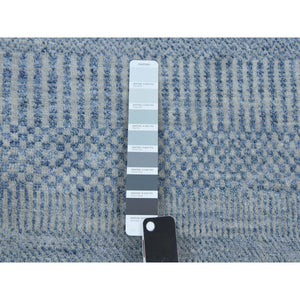 2'6"x12' Gray, Modern Grass Design Gabbeh, Densely Woven Wool And Silk Hand Knotted, Runner Oriental Rug FWR474852