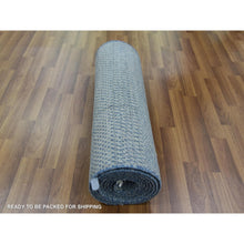 Load image into Gallery viewer, 2&#39;6&quot;x12&#39; Gray, Modern Grass Design Gabbeh, Densely Woven Wool And Silk Hand Knotted, Runner Oriental Rug FWR474852