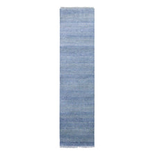 Load image into Gallery viewer, 2&#39;6&quot;x9&#39;10&quot; Blue, Hand Knotted Modern Grass Design Gabbeh, Densely Woven Wool and Silk, Runner Oriental Rug FWR474858