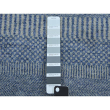 Load image into Gallery viewer, 2&#39;6&quot;x9&#39;10&quot; Blue, Hand Knotted Modern Grass Design Gabbeh, Densely Woven Wool and Silk, Runner Oriental Rug FWR474858