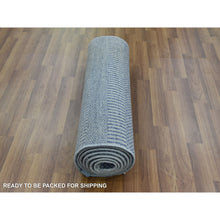 Load image into Gallery viewer, 2&#39;6&quot;x9&#39;10&quot; Blue, Hand Knotted Modern Grass Design Gabbeh, Densely Woven Wool and Silk, Runner Oriental Rug FWR474858