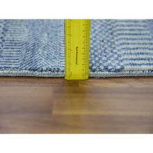 Load image into Gallery viewer, 2&#39;6&quot;x9&#39;10&quot; Blue, Hand Knotted Modern Grass Design Gabbeh, Densely Woven Wool and Silk, Runner Oriental Rug FWR474858