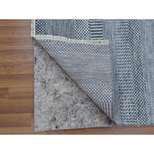 Load image into Gallery viewer, 2&#39;10&quot;x10&#39;2&quot; Gray, Modern Grass Design Gabbeh, Densely Woven Wool And Silk Hand Knotted, Runner Oriental Rug FWR474882