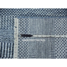 Load image into Gallery viewer, 2&#39;10&quot;x10&#39;2&quot; Gray, Modern Grass Design Gabbeh, Densely Woven Wool And Silk Hand Knotted, Runner Oriental Rug FWR474882