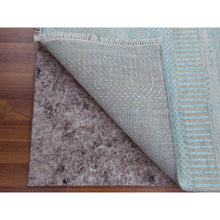 Load image into Gallery viewer, 2&#39;8&quot;x15&#39; Light Blue, Hand Knotted Modern Grass Design Gabbeh, Densely Woven Wool And Silk, Xl Runner Oriental Rug FWR474912