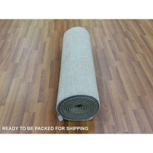 Load image into Gallery viewer, 2&#39;8&quot;x15&#39; Light Blue, Hand Knotted Modern Grass Design Gabbeh, Densely Woven Wool And Silk, Xl Runner Oriental Rug FWR474912