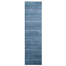 Load image into Gallery viewer, 2&#39;9&quot;x11&#39;4&quot; Teal Blue, Modern Grass Design Gabbeh, Densely Woven Wool and Silk Hand Knotted, Runner Oriental Rug FWR474924
