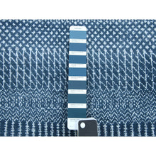 Load image into Gallery viewer, 2&#39;9&quot;x11&#39;4&quot; Teal Blue, Modern Grass Design Gabbeh, Densely Woven Wool and Silk Hand Knotted, Runner Oriental Rug FWR474924