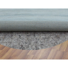 Load image into Gallery viewer, 6&#39;x6&#39; Light Blue, Densely Woven Wool and Silk Hand Knotted, Modern Grass Design Gabbeh, Round Oriental Rug FWR474948