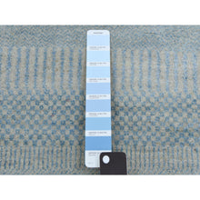 Load image into Gallery viewer, 6&#39;x6&#39; Light Blue, Densely Woven Wool And Silk Hand Knotted, Modern Grass Design Gabbeh, Round Oriental Rug FWR474948