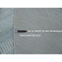 Load image into Gallery viewer, 6&#39;x6&#39; Light Blue, Densely Woven Wool And Silk Hand Knotted, Modern Grass Design Gabbeh, Round Oriental Rug FWR474948