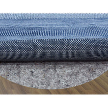 Load image into Gallery viewer, 8&#39;x8&#39; Navy Blue, Wool And Silk Hand Knotted, Modern Grass Design Gabbeh Densely Woven, Round Oriental Rug FWR474966
