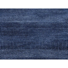 Load image into Gallery viewer, 8&#39;x8&#39; Navy Blue, Wool And Silk Hand Knotted, Modern Grass Design Gabbeh Densely Woven, Round Oriental Rug FWR474966