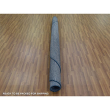 Load image into Gallery viewer, 8&#39;x8&#39; Navy Blue, Wool And Silk Hand Knotted, Modern Grass Design Gabbeh Densely Woven, Round Oriental Rug FWR474966