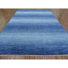 Load image into Gallery viewer, 9&#39;10&quot;x14&#39; Denim Blue, Modern Chiaroscuro Collection, Thick And Plush Pure Wool Hand Knotted, Oriental Rug FWR475002