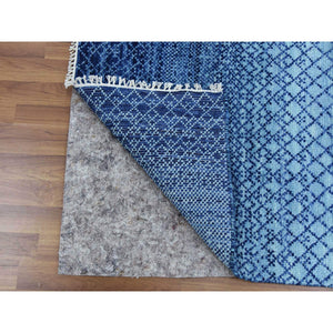 9'10"x14' Denim Blue, Modern Chiaroscuro Collection, Thick And Plush Pure Wool Hand Knotted, Oriental Rug FWR475002
