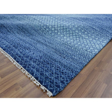 Load image into Gallery viewer, 9&#39;10&quot;x14&#39; Denim Blue, Modern Chiaroscuro Collection, Thick And Plush Pure Wool Hand Knotted, Oriental Rug FWR475002