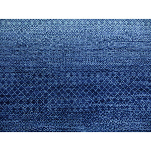 9'10"x14' Denim Blue, Modern Chiaroscuro Collection, Thick And Plush Pure Wool Hand Knotted, Oriental Rug FWR475002