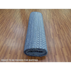 9'10"x14' Denim Blue, Modern Chiaroscuro Collection, Thick And Plush Pure Wool Hand Knotted, Oriental Rug FWR475002