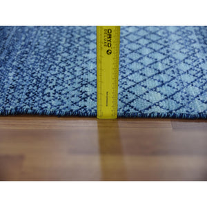 9'10"x14' Denim Blue, Modern Chiaroscuro Collection, Thick And Plush Pure Wool Hand Knotted, Oriental Rug FWR475002