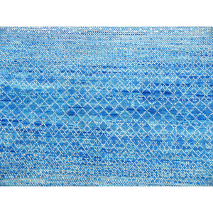 10'x14'3" Light Blue, Pure Wool Hand Knotted, Modern Chiaroscuro Collection Thick And Plush, Oriental Rug FWR475014