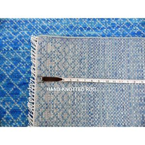 10'x14'3" Light Blue, Pure Wool Hand Knotted, Modern Chiaroscuro Collection Thick And Plush, Oriental Rug FWR475014