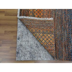 10'x14'5" Orange, Thick and Plush Pure Wool Hand Knotted, Modern Chiaroscuro Collection, Oriental Rug FWR475026