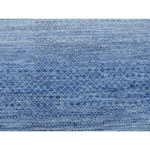 10'x14'1" Blue, Modern Chiaroscuro Collection, Thick And Plush Pure Wool Hand Knotted, Oriental Rug FWR475050