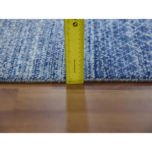 10'x14'1" Blue, Modern Chiaroscuro Collection, Thick And Plush Pure Wool Hand Knotted, Oriental Rug FWR475050