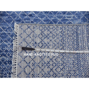 10'x14'1" Blue, Modern Chiaroscuro Collection, Thick And Plush Pure Wool Hand Knotted, Oriental Rug FWR475050