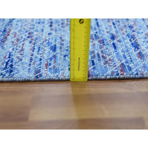 10'x14'4" Blue, Thick And Plush Pure Wool Hand Knotted, Modern Chiaroscuro Collection, Oriental Rug FWR475068