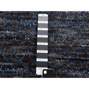 10'x14' Denim Blue, Modern Chiaroscuro Collection, Thick And Plush Pure Wool Hand Knotted, Oriental Rug FWR475074