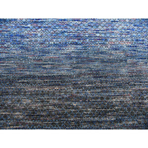10'x14' Denim Blue, Modern Chiaroscuro Collection, Thick And Plush Pure Wool Hand Knotted, Oriental Rug FWR475074