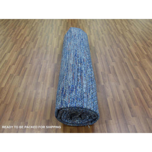 10'x14' Denim Blue, Modern Chiaroscuro Collection, Thick And Plush Pure Wool Hand Knotted, Oriental Rug FWR475074
